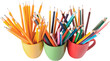 Cups of colored and regular lead pencils