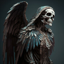 Angel With Wings And Skull. Generative AI