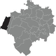  Black flat blank highlighted location map of the PIVITSHEIDE V. L. DISTRICT inside gray administrative map of DETMOLD, Germany