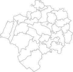 Naklejka na meble White flat vector administrative map of DETMOLD, GERMANY with black border lines of its districts