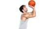 © Maridav - Basketball player shooting isolated in transparent PNG. Muscular fit young Caucasian sport fitness model in his 20s.