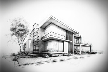 Wall Mural - architectural sketch of a house. generative ai