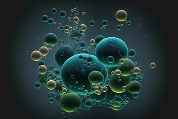 Wall Mural - bubbles of oxygen in the water on a dark backdrop. Generative AI