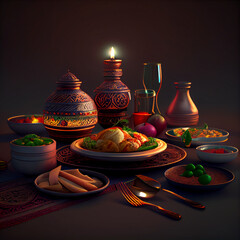 Wall Mural - Celebrate Ramadan with Delicious Iftar & Suhoor Meals: Explore Traditional & Modern Recipes, Menus, Cuisine, Ingredients, Spices & More for Festive Dinner & Breakfast