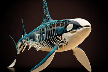 Wall Mural - Skeleton of an orca killer whale. Generative AI