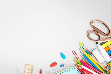 Sticker - School stationery supplies on office desk