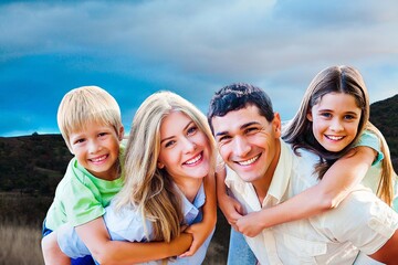 Sticker - Happy young parents with cute child