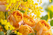 ミモザとバラの　黄色い花