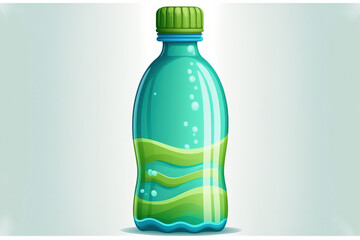 Wall Mural - Still healthy water in a plastic bottle, isolated on a white background. Generative AI