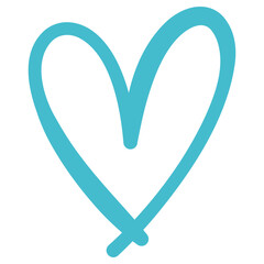 Wall Mural - Blue heart icon, Vector hand drawn illustration.