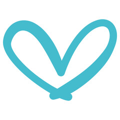 Wall Mural - Blue heart icon, Vector hand drawn illustration.