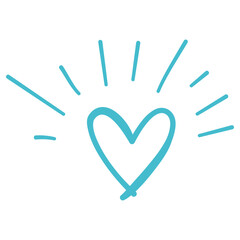 Wall Mural - Blue heart icon, Vector hand drawn illustration.