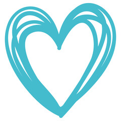 Wall Mural - Blue heart icon, Vector hand drawn illustration.
