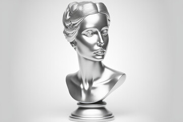 silver mannequin head isolated on white background. Generative AI