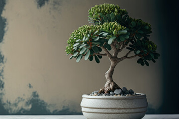 Canvas Print - Decorative ornamental tree in a pot For a cool environment. Generative AI