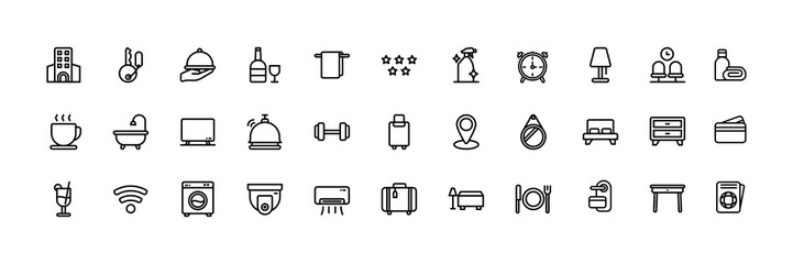 33 Hotel icon with line style. Vector illustration