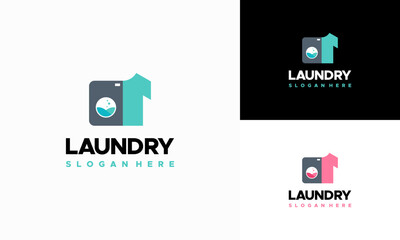 Wall Mural - laundry logo designs concept vector, cloth washing logo template