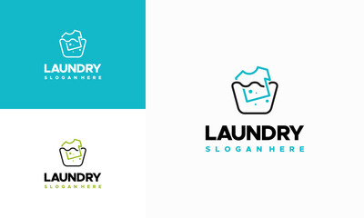 Wall Mural - laundry logo designs concept vector, cloth washing logo template