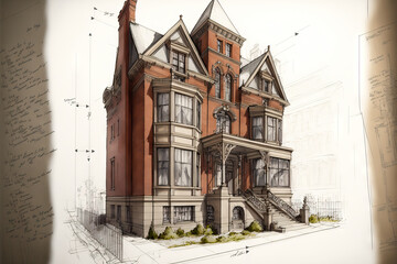 Wall Mural - townhouse,. generative ai