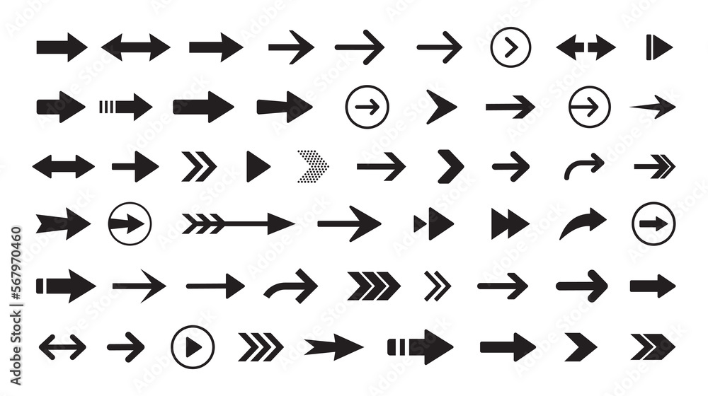 Arrow big black icon set. Arrow vector collection. Modern simple arrows ...