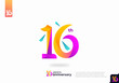 Number 16 logo icon design, 16th birthday logo number, 16th anniversary.