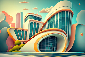 Wall Mural - modern urban architectural building, abstract backdrop design. generative ai