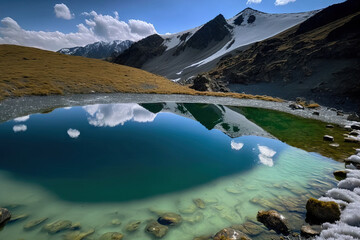 Wall Mural - roopkund, chamoli, uttarakhand, india, may 31, 2021. a photo of chamoli, uttarakhand, india's roopku