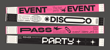 Control Ticket Bracelets For Events, Disco, Festival, Fan Zone, Party, Staff. Vector Mockup Of A Festival Bracelet In A Futuristic Style