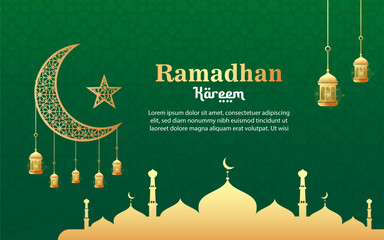 Canvas Print - Vector ramadan kareem banner design and modern islamic background