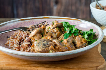 Sticker - Creamy mushroom stroganoff with wild rice