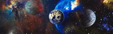 Fototapeta  - Beautiful Earth planet i science fiction wallpaper with endless deep space.  Elements of this image furnished by NASA