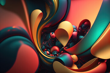 Wall Mural - Abstract colorful 3d background, Ai generated