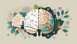Human Brain Mental Health, State of Mind, Flowers, Generative AI