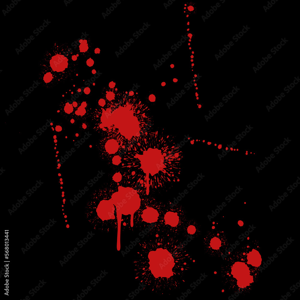 Blood splatter, horror background. Blood splash overlays on black ...