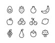 Fruits icons set. Minimal thin line web icon set. Thin line icon set
