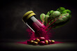 Superfood beetroot powder Healthy eating concept dry beet powder. AI Generated