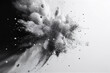 dynamic black and white smoke and powder explosion on a white background, generative ai