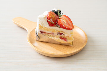 Canvas Print - strawberry fresh cream cake on plate