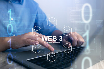 programming code web3 decentralized technology and program development concept.programmer working on