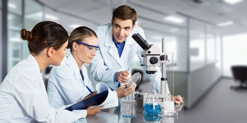 Wall Mural - Serious medical scientist do research in laboratory