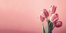 Rosa, Pinker Tulpen-Hintergrund In Pastellfarben - Karten Design - Generative AI