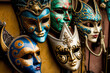 Carnival masks in Venice, Italy, are colorful. Generative AI