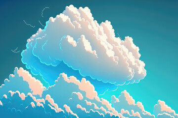 Sticker - Wonderfully beautiful white clouds against a blue sky. Generative AI