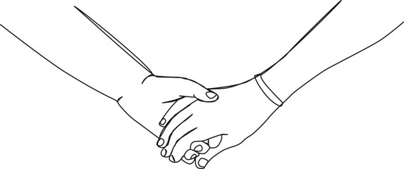 Wall Mural - continuous single line drawing of couple holding hands, line art vector illustration