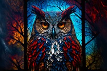 Stained Glass Majestic Owl