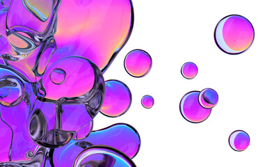 Wall Mural - Colorful liquid bubbles, 3d render