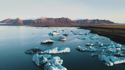 Wall Mural - Glaciers and icebergs in Iceland. Aerial footage. High quality 4k footage