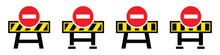 Road barrier stop icon. Road block icon. Road warning stop icon, vector illustration