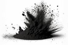 Black Coal Dust With Particles Isolated On A Textureless White Background. Generative AI