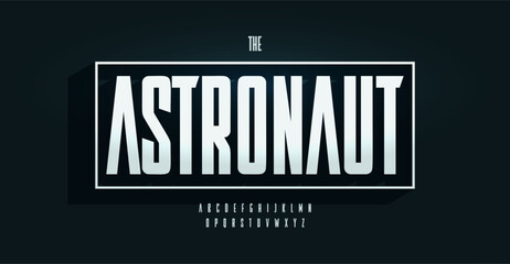 Leinwandbilder - Bold condensed alphabet, urban compressed sans serif letters, space font for futuristic logo, headline, edm typography, game design. Vector typographic design